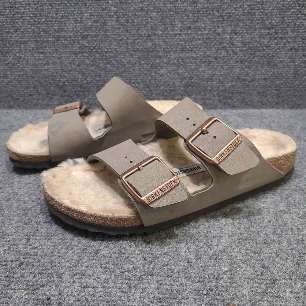 Birkenstock Arizona Shearling-Lined Slide Sandals‎ EU 37 Women 6 Stone